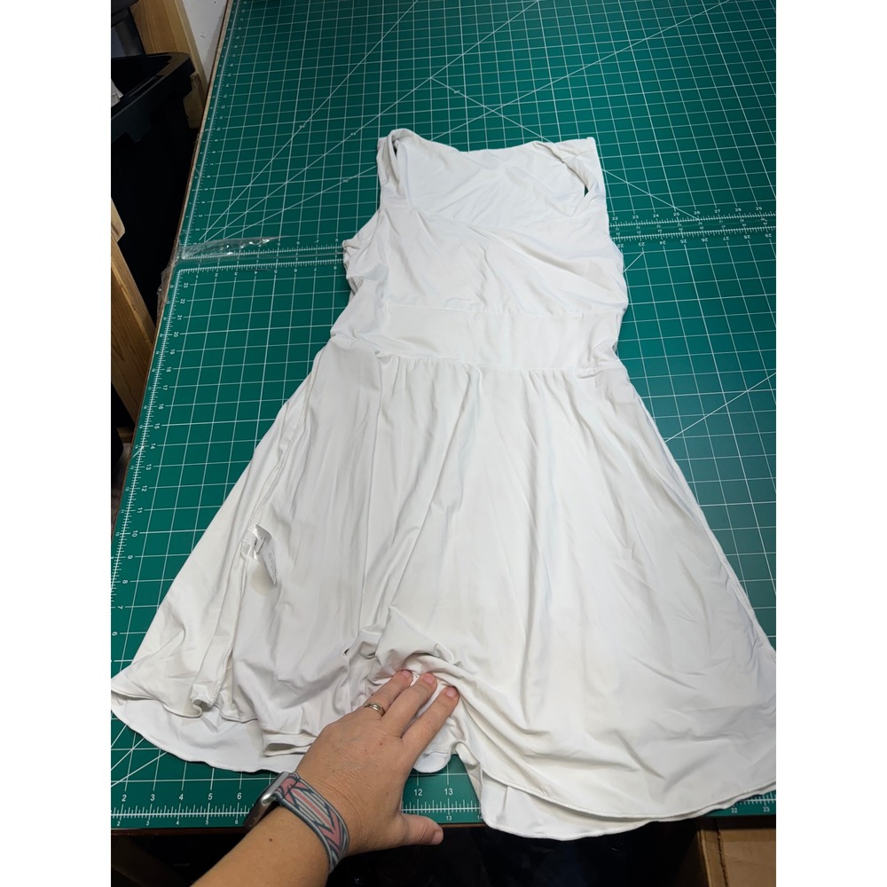 White Sleeveless Activewear Dress with Built-in Romper Liner Size Medium